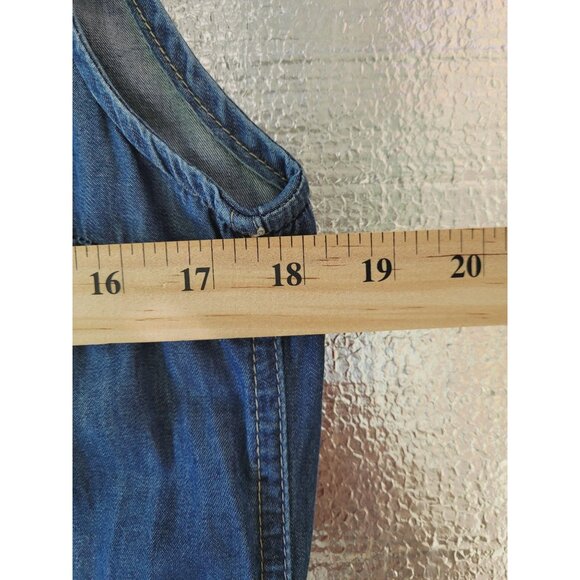 Sleeveless Denim Button-Up Shirt By JW Signature  Medium  100% Cotton  Distresse - Picture 12 of 12